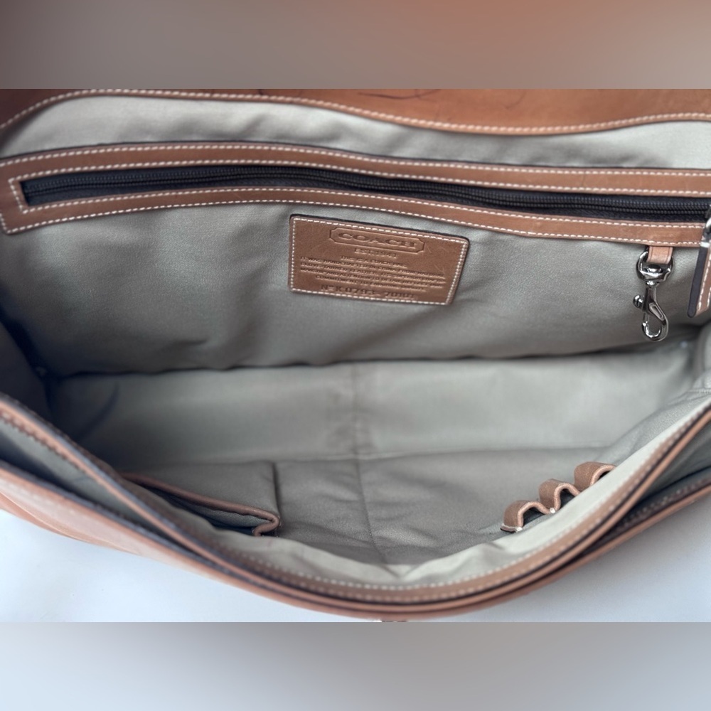Vintage 90s Y2K COACH F70101 Tan Leather Briefcase Messenger Bag - Picture 8 of 16